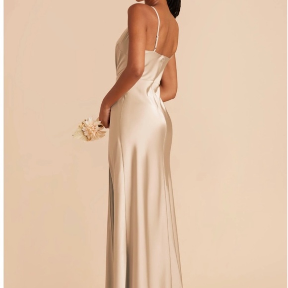 Lisa Long Dress Matte Satin Gold Bridesmaids Dress - Picture 3 of 6